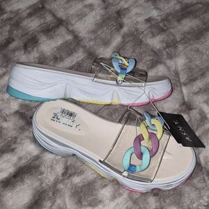 Women's Multicolor Chain Slide Sandals